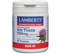 Lamberts Milk Thistle 2500mg - High Strength Herbal Extract Standardised to 80% Silymarin - 60 Tablets - Vegan-Friendly