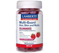 Lamberts Multi-Guard Hair Skin and Nails 60 Gummies - with Biotin, Zinc & Vitamin C - Raspberry Flavour - No Added Sugar