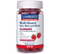 Lamberts Multi-Guard Hair Skin and Nails 60 Gummies - with Biotin, Zinc & Vitamin C - Raspberry Flavour - No Added Sugar