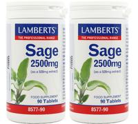 Lamberts Sage 2500mg 90 Tablets x2 Supplement