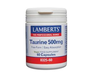 Lamberts Taurine 500mg - Free-Form Amino Acid for Quick Absorption - High Strength - 60 Vegan Capsules