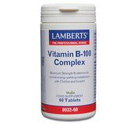 Lamberts Vitamin B-100 Complex 60 Tablets | One a Day, Yeast-Free, B12 as Methylcobalamin, Choline and Inositol, High Potency B-Complex, GMP Quality