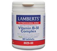 Lamberts Vitamin B-50 Complex - High Potency B Vitamin Formula with Inositol & Choline - 60 Vegan Tablets