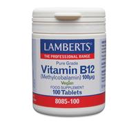 Lamberts Vitamin B12 100µg - Pure Grade Cyanocobalamin - Red Blood Cell Support - 100 Vegan Tablets