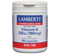 Lamberts Vitamin E Capsules - Natural d-Alpha Tocopherol 250iu - Antioxidant Support for Cells & Skin - 100 Capsules