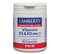 Lamberts Vitamins D3 1000iu & K2 90µg - Bone & Immune Health Support - MK-7 Menaquinone - 60 Vegetarian Capsules