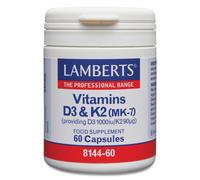Lamberts Vitamins D3 1000iu & K2 90µg - Bone & Immune Health Support - MK-7 Menaquinone - 60 Vegetarian Capsules