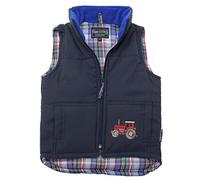 Lambland Boys’ Blue Tractor Embroidered Gilet Body Warmer - Cozy and Durable Sleeveless Jacket for Kids (UK, Age, 1 Year, 2 Years, Regular, Blue)