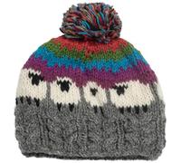 Lambland Chunky Cable Knit Sheep Bobble Hat - Warm, Stylish Winter Hat with Adorable Sheep Design and Pom-Pom Grey