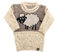 Lambland Kids Aran Sheep Jumper - 100% Soft Wool - Cute Sheep Design - Warm & Durable Children's Sweater (UK, Age, 2 Years, 3 Years, Regular, Natural Fleck)