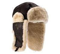 Lambland Men's Luxury Leather & Sheepskin Flying Bomber Hat (as8, Alpha, s, m) Brown