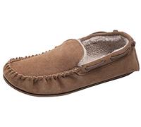 Lambland Men's Premium Sheepskin Suede and Berber Fabric Lined Slip On Loafer Slippers with PVC Sole Loafers (Brown, uk_footwear_size_system, adult, men, numeric, medium, numeric_7)