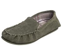Lambland Men's Premium Sheepskin Suede and Fabric Lined Slip On Loafer Slippers with PVC Sole Loafers (Green, uk_footwear_size_system, adult, men, numeric, medium, numeric_9)
