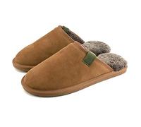 Lambland Men's Sheepskin Lined Mule Slippers with Hard Rubber Sole Chestnut Size UK12