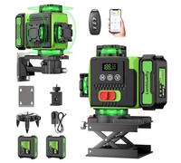 Lambluefly Laser Level, Laser Levels Self Leveling with 2x5000mAh Batteries and LED Display, 4x360 Lazer Level Tool with Tool Box,16 Green Lines/APP/Remote Control/Pulse Mode/IP54