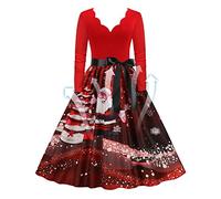 Lambo Dress with Christmas Print, Printed Long Sleeve Swing Dress, Fashionable Christmas Dresses, Chic Dress, Festive Long Sleeve Dress for Dinner, Home