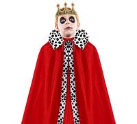 Lambo King Queen Cosplay Costume Stage Performance Halloween Party Accessory Medieval Prince Red Cape and Crown Headband