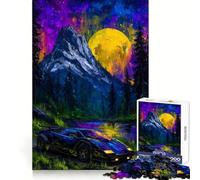 Lamborghini Countach in Mountain Landscape Painting 1000 Adult Pieces Jigsaw Puzzle Enjoyable Game Nice Thick Family Enjoyable Art Piece (38x26cm)