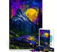 Lamborghini Countach in Mountain Landscape Painting 1000 Adult Pieces Jigsaw Puzzle Enjoyable Game Nice Thick Family Enjoyable Art Piece (38x52cm)