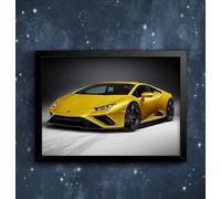 Lamborghini Huracan yellow Sports Super Car Wall Art Poster Print available framed or unframed (A3 Framed - Black Frame)