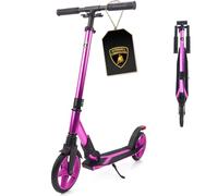 Lamborghini Kick Scooter for Kids Ages 8-12 &Adult Scooter, 200mm Big Wheels, Foldable, Shock-Absorbing, Kickstand, Premium Aluminum, Vibrant Purple Pink, 220 lbs Max