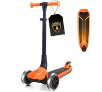 Lamborghini Scooter for Kids Ages 3-7, 3 Wheel Kids Scooter with Light-up Wheels & LED Deck, Adjustable Height, Foldable, Lean to Steer, Kick n Roll for 3+ Year Old Toddlers Girls Boys Orange