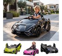 HOMCOM Lamborghini Sian Licensed Electric Car for Kids 12V Ages 3-5 Green | Battery Powered Ride on Toy, Dual Motors, Remote Control, Soft Start, Transport Wheel, Horn, Lights