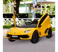 HOMCOM Kids Lamborghini SVJ 12V Electric Ride-On Car with Lights, Music & Remote - Yellow, Yellow
