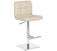 Lamboro Allegro Leather Single Deluxe Kitchen Bar Stool, Chrome Footrest, Adjustable Swivel Gas Lift, Breakfast Bar & Home Barstool, Cream