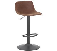Lamboro Antico Faux Leather Kitchen Bar Stool, Matt Black Stem & Base, Adjustable Gas Lift With Backrest, Breakfast Bar Stool - Brown