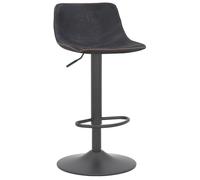 Lamboro Antico Faux Leather Kitchen Bar Stool, Matt Black Stem & Base, Adjustable Gas Lift With Backrest, Breakfast Bar Stool - Black