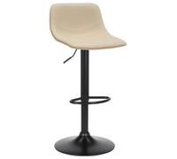 Lamboro Antico Faux Leather Kitchen Bar Stool, Matt Black Stem & Base, Adjustable Gas Lift With Backrest, Breakfast Bar Stool - Cream