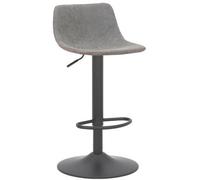 Lamboro Antico Faux Leather Kitchen Bar Stool, Matt Black Stem & Base, Adjustable Gas Lift With Backrest, Breakfast Bar Stool - Grey