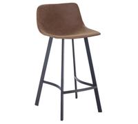 Lamboro Antico Kitchen Bar Stool, Single, Faux Leather Seat, Metal Leg Fixed Height Stool With Footrest For Breakfast Bar Stool, Brown