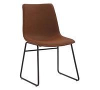 Lamboro Antico Premium Brown Faux-Leather Modern Fixed Height Chair, Single