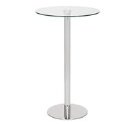 Lamboro Deluxe Como Poseur Table, Round Clear Glass Top With Chrome Base, Home & Bar Table, 1005mm High