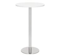 Lamboro Deluxe Como Poseur Table, Round White Wood Top With Chrome Base, Home & Bar Table, 1015mm High