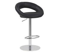 Lamboro Deluxe Sorrento Real Leather Kitchen & Breakasft Bar Stool, Adjustable Swivel Gas Lift, Black