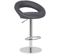 Lamboro Deluxe Sorrento Real Leather Kitchen & Breakasft Bar Stool, Adjustable Swivel Gas Lift, Charcoal Grey
