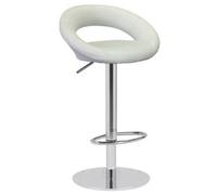 Lamboro Deluxe Sorrento Real Leather Kitchen & Breakasft Bar Stool, Adjustable Swivel Gas Lift, White