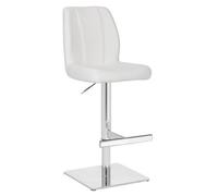 Lamboro Ravenna Deluxe Breakfast Bar Stool, Chrome Footrest, Height Adjustable Swivel Gas Lift, Home Bar & Kitchen Barstool, White