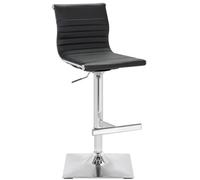 Lamboro Rovigo Breakfast Bar Stool, Chrome Footrest, Height Adjustable Swivel Gas Lift, Home Bar & Kitchen Faux-Leather Barstool, Black