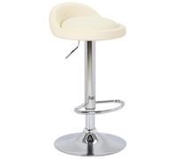 Lamboro Sofia Breakfast Bar Stool, Chrome Footrest, Height Adjustable Swivel Gas Lift, Home Bar & Kitchen Faux-Leather Barstool, Cream