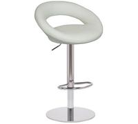 Lamboro Sorrento Deluxe Kitchen Bar Stool, Chrome Stem, Height Adjustable Swivel Gas Lift, Home & Breakfast Faux-Leather Barstool, White