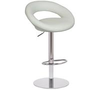 Lamboro Sorrento Deluxe Kitchen Bar Stool, Chrome Stem, Height Adjustable Swivel Gas Lift, Home & Breakfast Faux-Leather Barstool, White