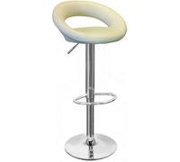 Lamboro Sorrento Kitchen Bar Stool, Chrome Footrest, Height Adjustable Swivel Gas Lift, Home Bar & Breakfast Faux-Leather Barstool, Cream