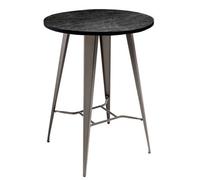 Lamboro Tolix Round Bar Table With Grey Dark-Wood Top & Steel Legs - 104Cm Height