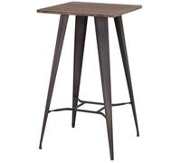 Lamboro Tolix Rustic Square Bar Table With Brown Wooden Top & Metal Frame - 104Cm Height