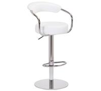 Lamboro Zenith Deluxe Kitchen Bar Stool, Footrest, Height Adjustable Swivel Gas Lift, Home Bar & Breakfast Barstool, Faux-Leather, White