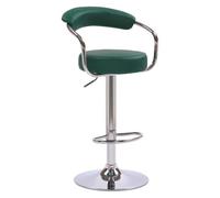 Lamboro Zenith Kitchen Bar Stool, Chrome Footrest, Height Adjustable Swivel Gas Lift, Home Bar & Breakfast Barstool, Faux-Leather, Green
